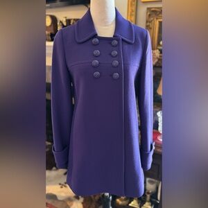 EUC J.Crew Wool Unique Elegant Purple Double-Breasted Coat. Size 4